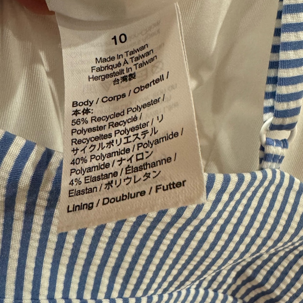 J. Crew plunge one piece bathing suit in seersucker size 10 - Picture 8 of 11
